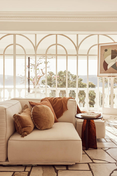 Linen/Velvet Square Pillow | Terracotta: Without Feather Insert/Inners