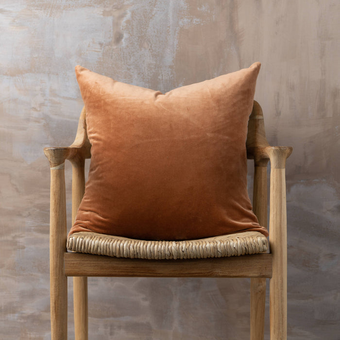 Linen/Velvet Square Pillow | Terracotta: Without Feather Insert/Inners