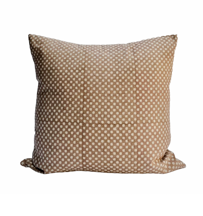 SOIL TO STUDIO: SYRA - HAND  BLOCK-PRINTED LINEN PILLOW ROSEWATER 18" x 18"