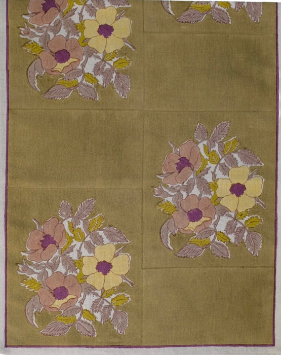 SOIL TO STUDIO: DIA- BLOCK PRINTED TABLE RUNNER MOSS 15" X 78"