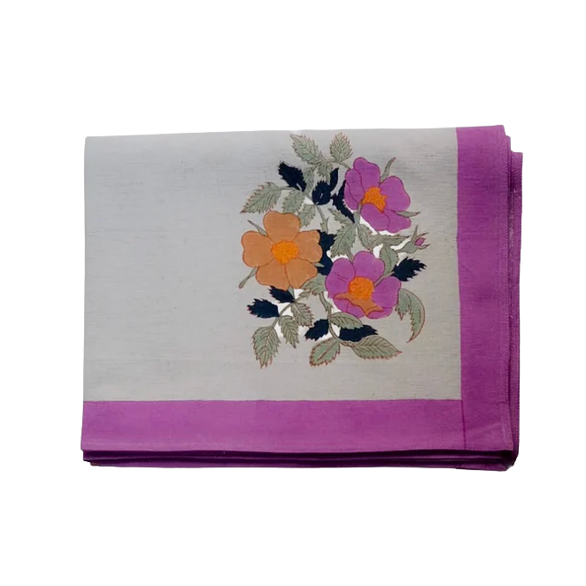 SOIL TO STUDIO: DIA  HAND BLOCK-PRINTED TABLE CLOTH - PLUM 60"x 110"