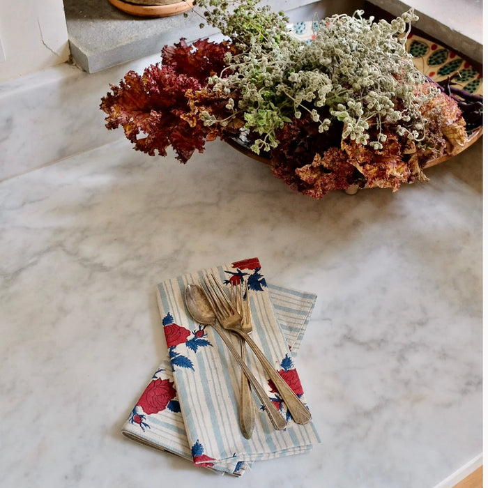 SOIL TO STUDIO: SUPRIYA - BLOCK PRINTED TABLE NAPKINS SET OF 4