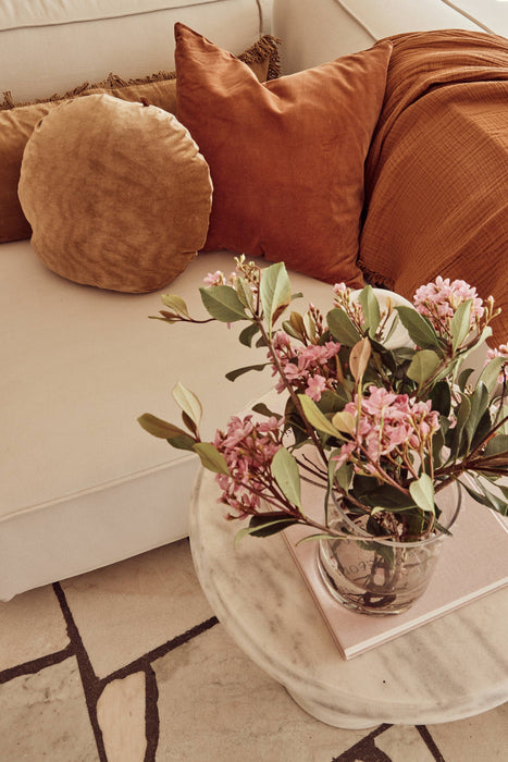 Linen/Velvet Square Pillow | Terracotta: Without Feather Insert/Inners