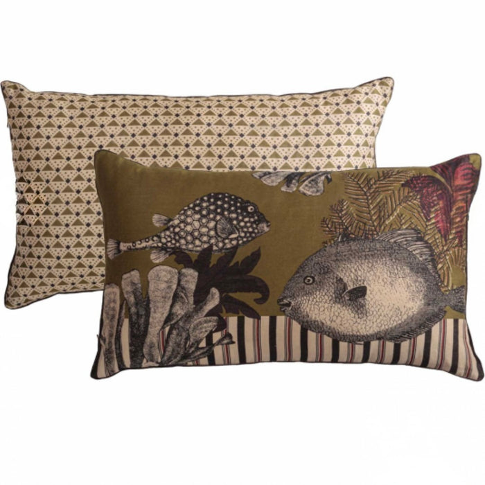 LE MONDE SAUVAGE  - SILK PILLOW -  FISH  16" x 28"