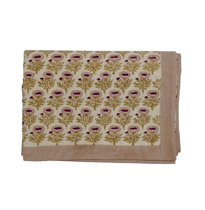 SOIL TO STUDIO: RUMI- HAND BLOCK-PRINTED TABLE CLOTH - PLUM 60"x 110"