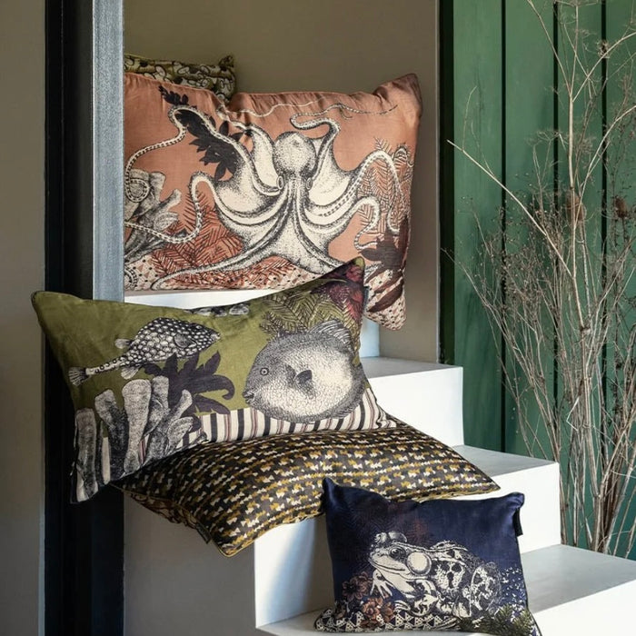 LE MONDE SAUVAGE  - SILK PILLOW -  FISH  16" x 28"