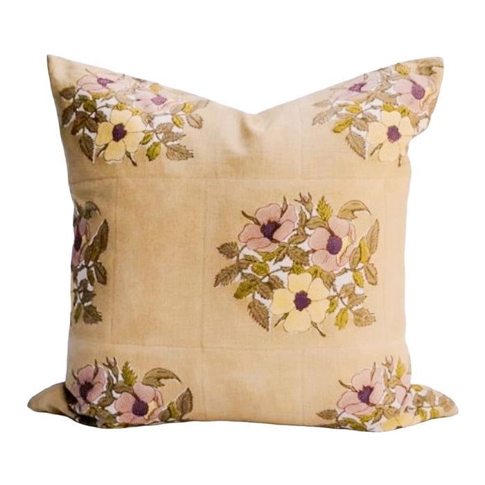 SOIL TO STUDIO  -  HAND BLOCK-PRINTED LINEN PILLOW- DIA HARVEST 22" x 22"