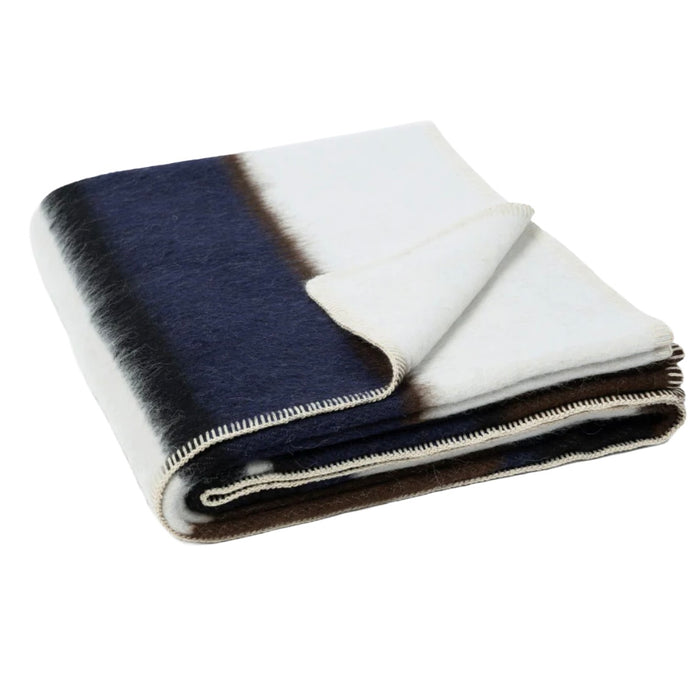 BLACKSAW- HINOKI ALPAKA HEIRLOOM BLANKET - IVORY/MIDNIGHT/BLACK  59" X 81"