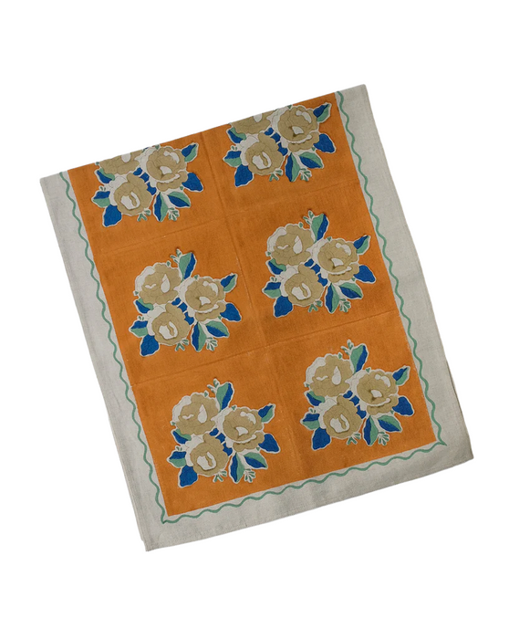 SARA - BLOCKPRINTED TABLERUNNER SAGE 15" X 78"