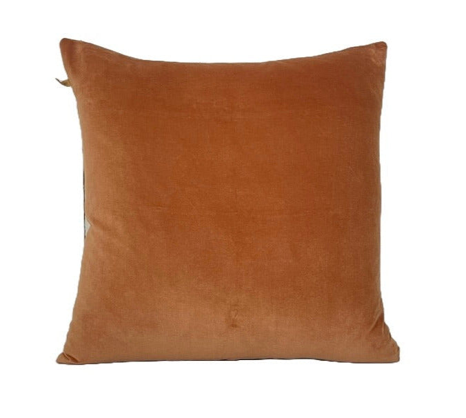 SAARDÉ -  VELVET/LINEN PILLOW - TERRACOTTA 20" X 20"