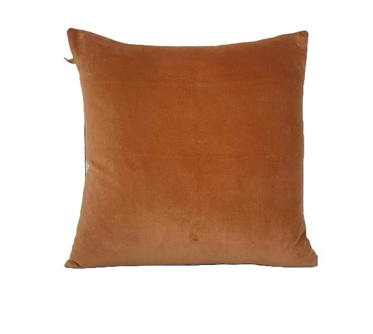 SAARDÉ -  VELVET/LINEN PILLOW - TERRACOTTA 20" X 20"