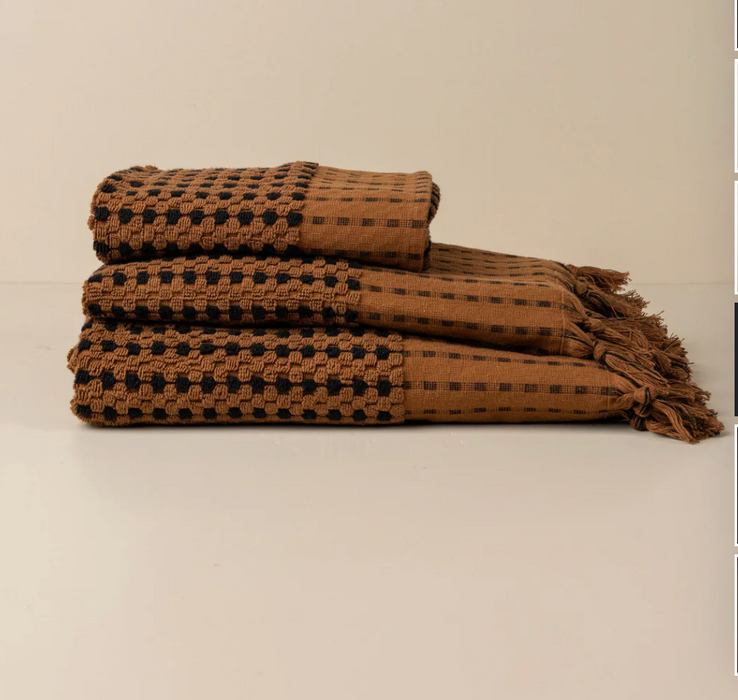 SAARDÉ - CHICKPEA HAND-TOWEL - TERRACOTTA / BLACK