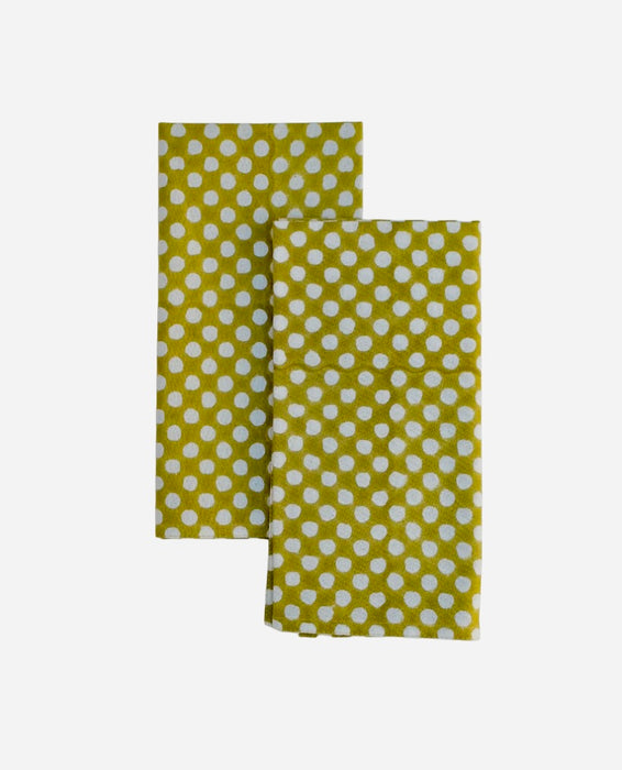 SOIL TO STUDIO: RUMI - BLOCK PRINTED TABLE NAPKINS SET OF 4, OLIVE
