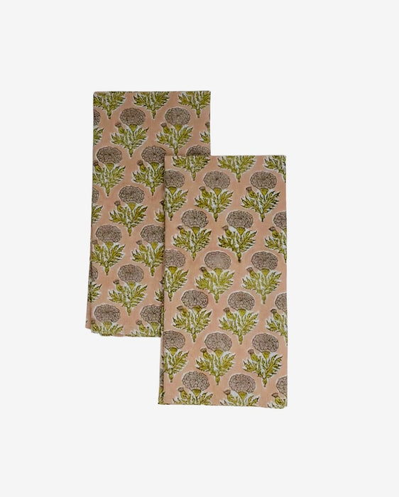 SOIL TO STUDIO: SONYA - BLOCK-PRINTED TABLE NAPKINS SET OF 4, ROSEWATER