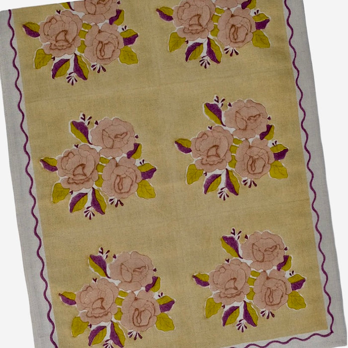SOIL TO STUDIO: SARA- BLOCKPRINTED TABLERUNNER HARVEST 15" X 78"