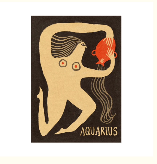 TABBY BOOTH ZODIAC PRINT:  AQUARIUS 5" X 7"