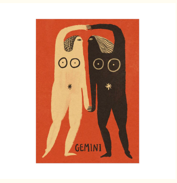 TABBY BOOTH ZODIAC PRINT:  GEMINI  5" X 7"