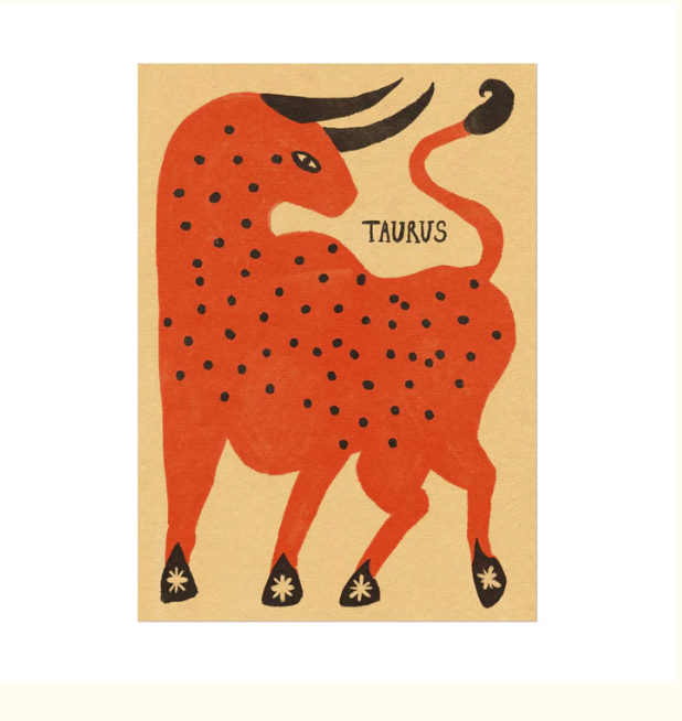 TABBY BOOTH ZODIAC PRINT:  TAURUS 5" X 7"