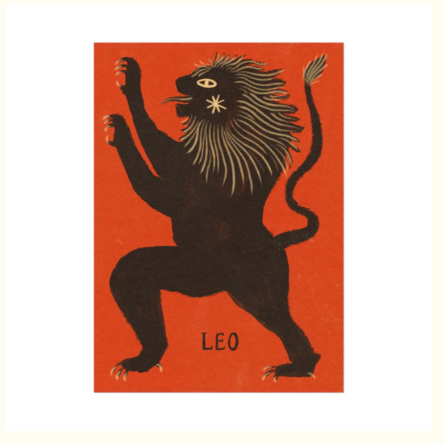 TABBY BOOTH ZODIAC PRINT:  LEO 5" X 7"