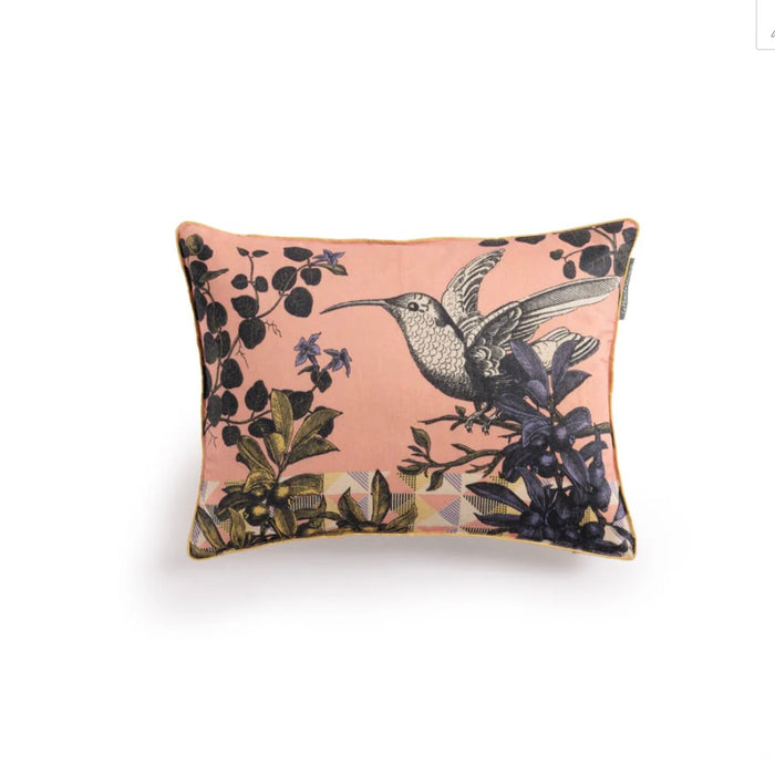 LE MONDE SAUVAGE - ANIMAL - SILK PILLOW -  HUMMINGBIRD 12" x 16"