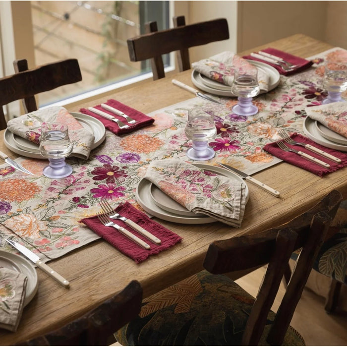 CORAL & TUSK: PARADIS GARDEN TABLERUNNER  18" X 76"