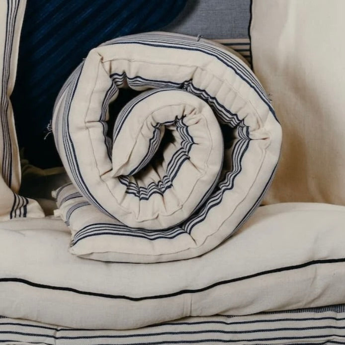 TENSIRA - Cotton Overlay Mattress -  NAVY / OFF-WHITE  36" x 75"