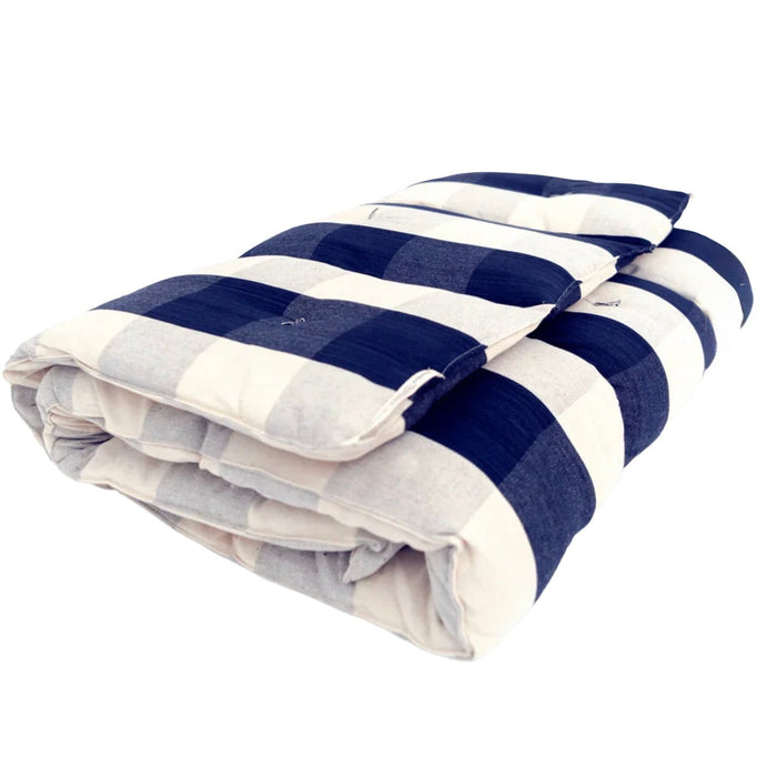 TENSIRA - Cotton OVERLAY Mattress  - Navy Blue / Off-White 36" x 75"