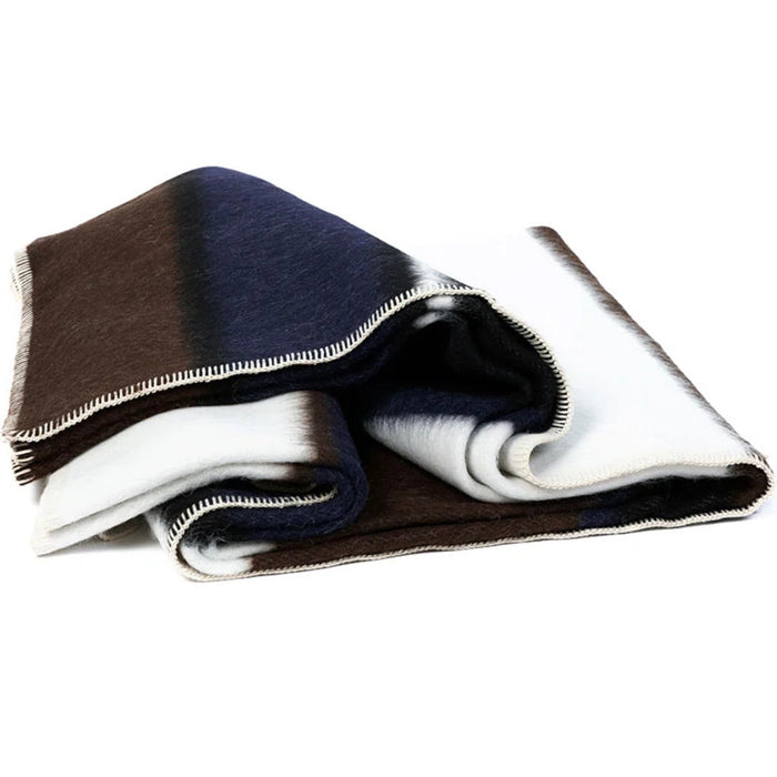 BLACKSAW- HINOKI ALPAKA HEIRLOOM BLANKET - IVORY/MIDNIGHT/BLACK  59" X 81"