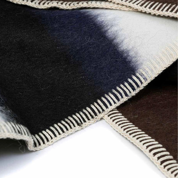 BLACKSAW- HINOKI ALPAKA HEIRLOOM BLANKET - IVORY/MIDNIGHT/BLACK  59" X 81"