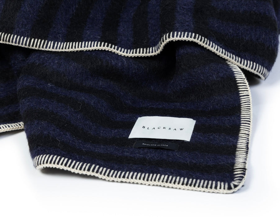 BLACKSAW- SERRA ALPAKA HEIRLOOM BLANKET -  MIDNIGHT/BLACK 59" X 81"