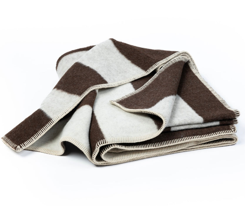 BLACKSAW- URUSHI ALPAKA HEIRLOOM BLANKET - ESPRESSO / IVORY 59" X 81"
