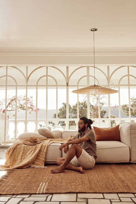 Linen/Velvet Lumbar Pillow | Terracotta: Without Feather Insert/Inners