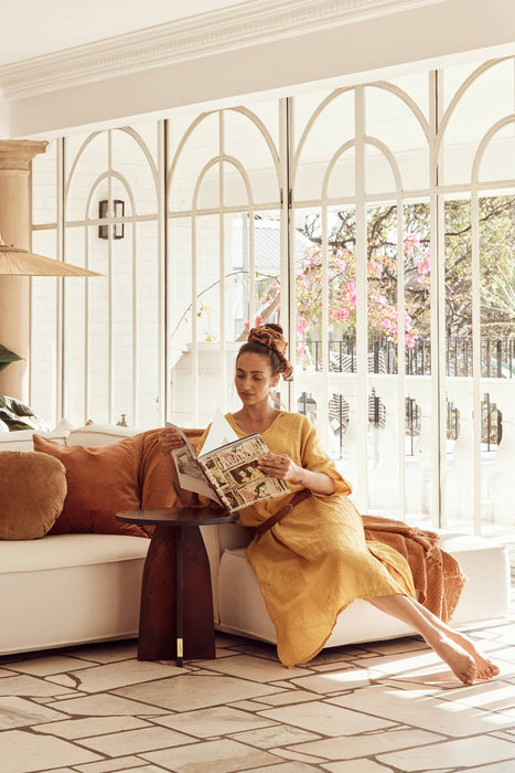 Linen/Velvet Square Pillow | Terracotta: Without Feather Insert/Inners