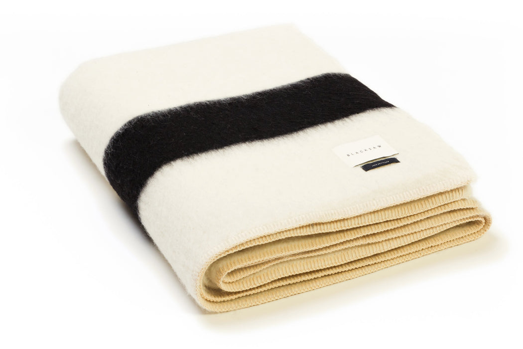 BLACKSAW- SIEMPRE RECYCLED BLANKET - IVORY/BLACK  59" X 79"