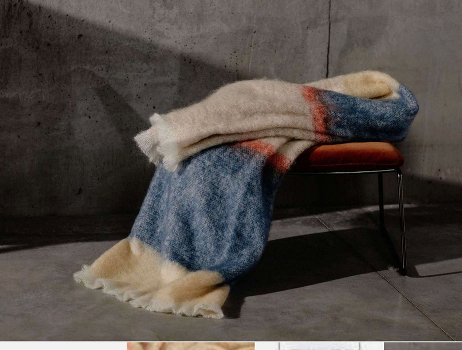 SILARE - MOHAIR THROW  BY CUSHENDALE- SLATE 54" x 80"