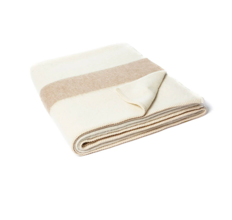 BLACKSAW- SIEMPRE RECYCLED BLANKET - IVORY / BEIGE STRIPE  59" X 79"