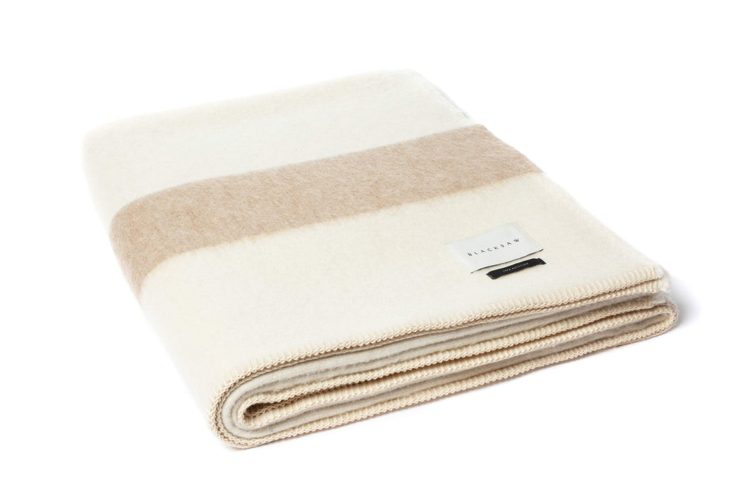 BLACKSAW- SIEMPRE RECYCLED BLANKET - IVORY / BEIGE STRIPE  59" X 79"